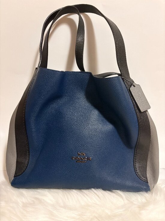 Coach Handbags - Coach Lori Colorblock Pebbled Leather Shoulder Tote Blue Gray Black NWOT